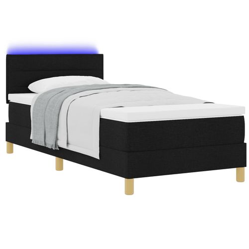 Vidaxl Lit À Sommier Tapissier Avec Matelas Et Led Noir 100x200 Cm En Tissu