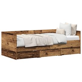 Vidaxl Lit D'appoint Rustique Bois Ancien Bois D'ingénierie 90 X 200 Cm