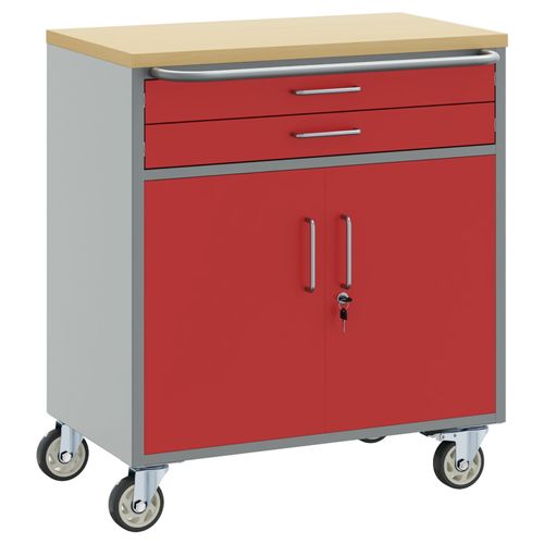 vidaXL Cabinet à outils avec roues et verrouillage Rouge 75x45x85 cm Acier