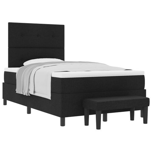 Vidaxl Lit À Ressort Avec Matelas Et Banc Noir 120x200 Cm Tissu