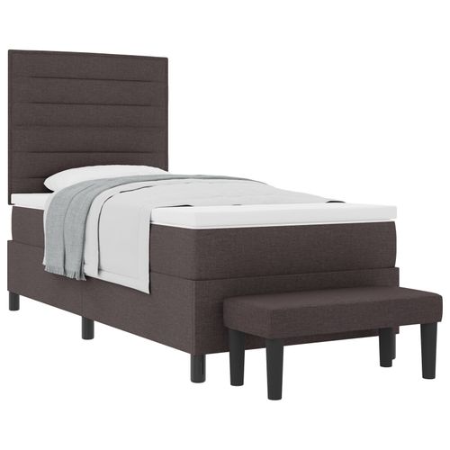 Vidaxl Lit À Ressorts Avec Matelas Et Banc Brun Foncé 90x200 Cm Tissu