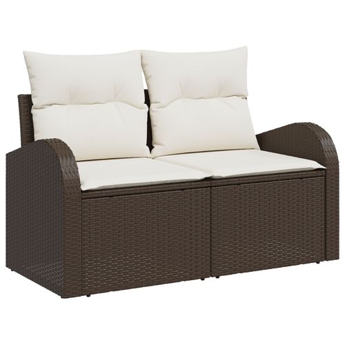 Vidaxl Canapé De Jardin 2 Places Avec Rangement Et Coussins En Poly Rotin Marron