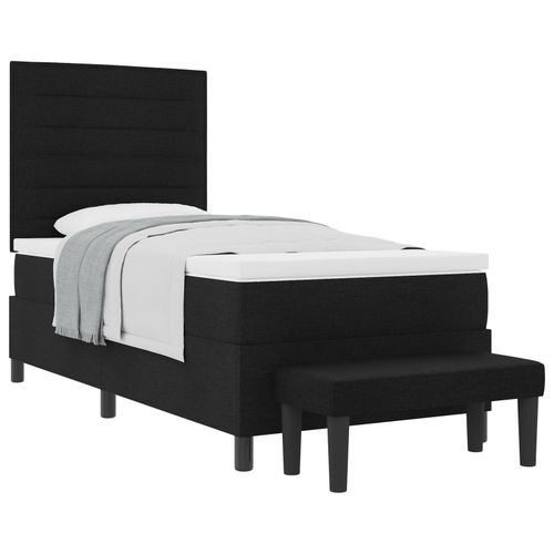 Vidaxl Lit À Ressorts Avec Matelas Et Banc Noir 100x200 Cm En Tissu