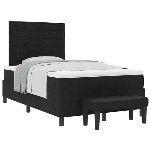 Vidaxl Lit À Sommier À Ressorts Avec Matelas & Banc Noir 120x200 Cm Tissu