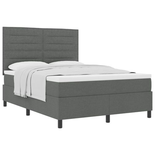Vidaxl Lit Gris Foncé Avec Matelas 140x200 Cm En Tissu