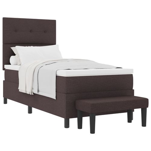 Vidaxl Lit À Sommier Avec Matelas & Banc Marron Foncé 90x200 Cm Tissu