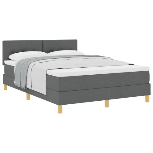 Vidaxl Lit Avec Sommier Et Matelas Gris Foncé 140x200 Cm Tissu