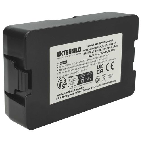 EXTENSILO Batterie compatible avec McCulloch ROB 800, S400, 500, 600 robot tondeuse (3,2Ah, 18V, Li-ion)