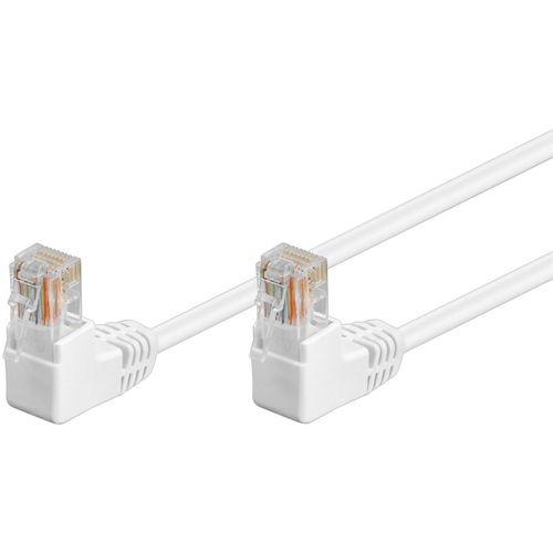 Goobay CAT 5e Câble Patch 2x 90° Coudé, U/UTP, blanc, 1 m