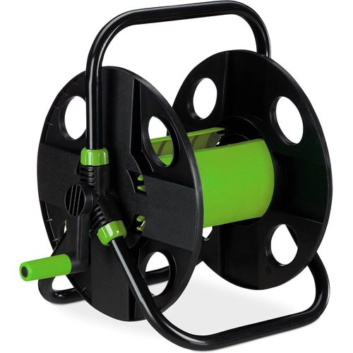 GOUTS ET COULEURSDévidoir À Tuyau D¿Arrosage (30 M), Raccord 1/2"", Acier Et Plastique, Avec Poignée Et Manivelle, Noir/Vert