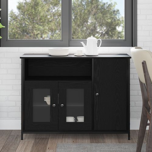 Buffet Vidaxl Chêne Noir Bois D'ingénierie Moyen Buffet Contemporain