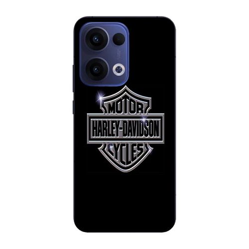 Coque Pour Oppo Reno 13 5g Harley Davidson Logo Motor Sycles Gris Front Noir