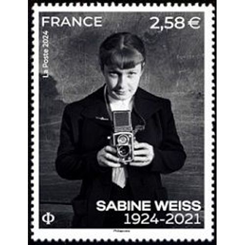 France 2024, Très Beau Timbre Neuf** Luxe Yvert 5801, Sabine Weiss, Photographe D’Origine Suisse Naturalisée Française, Autoportrait Avec Son Appareil Rolleiflex 6x6.