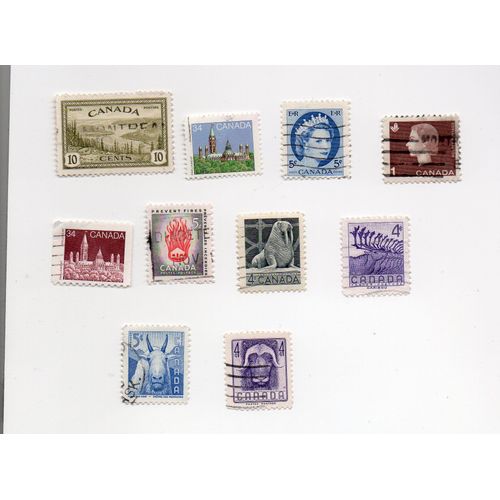 Canada- Lot De 10 Timbres Oblitérés Divers