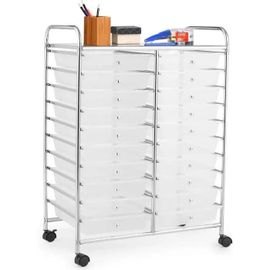 Costway Tour De Rangement À Roulettes - 20 Tiroirs Amovibles 64 X 39 X 88 Cm Format A4 Et Lettre Transparent