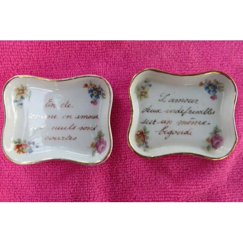2 Coupelles Vide Poche En Porcelaine De Limoges Avec Dicton