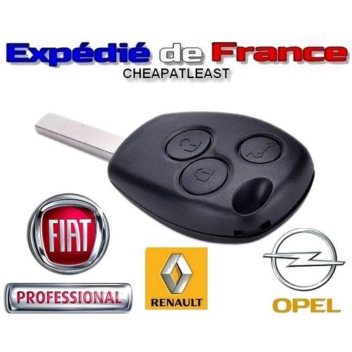 Coque De Clé Télécommande 3 Boutons De Remplacement Pour Utilitaires Fiat Scudo Doblo Ducato Et Opel Movano Vivaro