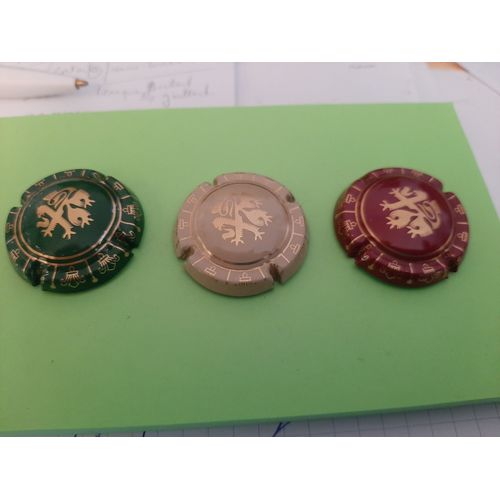 Belle Serie De 3 Capsules Differentes Du Champagne Saint Gall Dessin Or !
