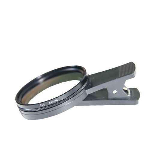 Polariseur professionnel universel pour téléphone portable avec clip, objectif grand angle 52 mm, filtre CPL, accessoire pour appareil photo circulaire, noir