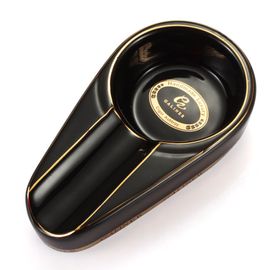 Cendrier à cigares noir portable en céramique pour 1 cigare, mini cendrier pour cigarettes de tabac