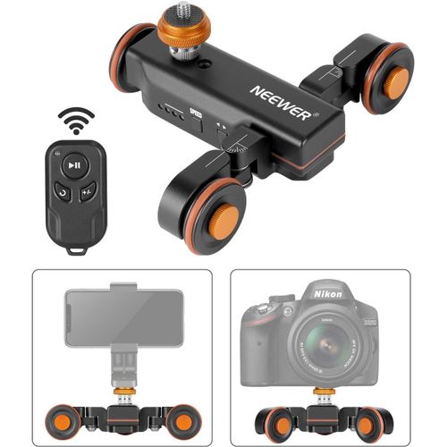 NEEWER Chariot de caméra vidéo sans Fil à 3 Roues,Voiture de Chariot électrique motorisée à 3 Vitesses avec télécommande,Compatible avec caméscope,Gopro,iPhone,Android(Noir)