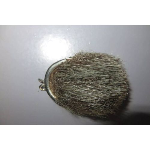 Ancien Petit Porte Monnaie En Cuir Et Poils