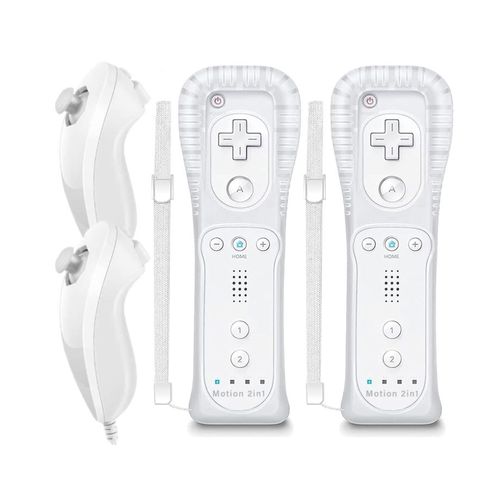 Manette Wii Remote Avec Motion Plus Et Nunchuck, Télécommande Sans Fil Wii Remote Plus Avec Nunchuck Avec Dragonne En Silicone Pour Wii