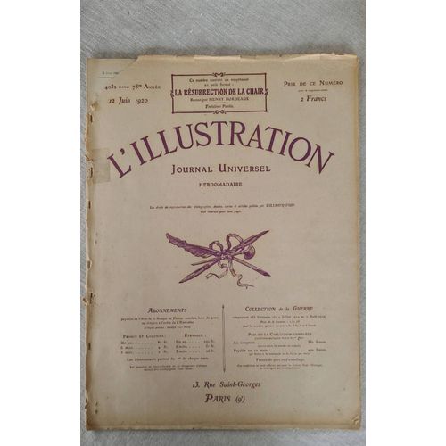 Journal L Illustration No 4032 - 12 Juin 1920 .