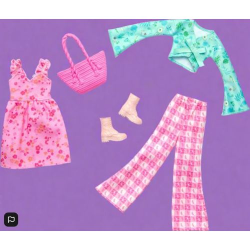 Barbie Fashion Outfits Pack 1 Dress 1 Top 1 Trousers 1 Bag 1 Pair Of Boots