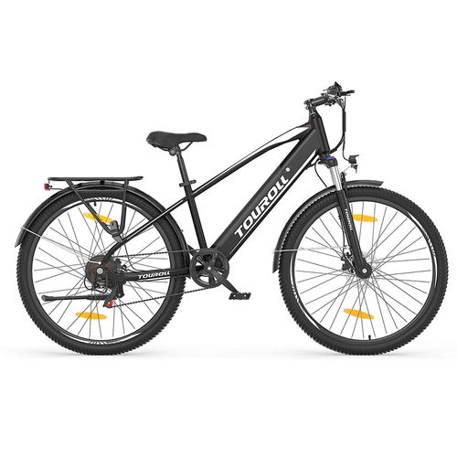 Touroll J1 Vélo De Trekking 27,5 Pouces Avec Moteur 250 W, Batterie 36 V 15,6 Ah, Autonomie Maximale 100 Km, Écran Lcd 1,8", Freins À Disque Shimano 7 Vitesses - Noir