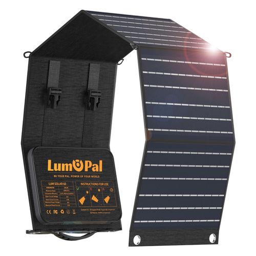 Chargeur de Panneaux Solaires Portables LUMOPAL 60W Noir