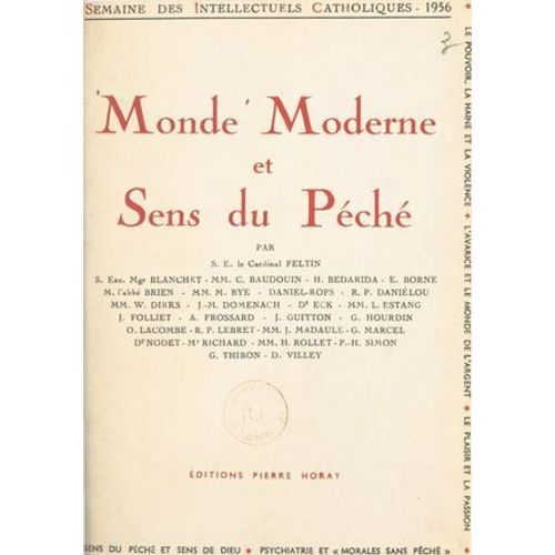 Monde Moderne Et Sens Du Péché