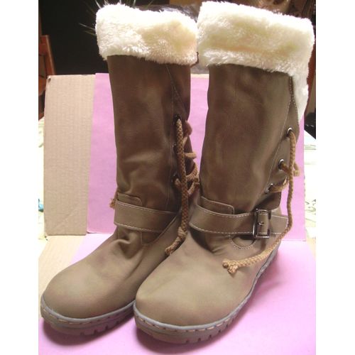 Bottes / Bottines Fourrées - Marron Et Blanc - Pointure 38