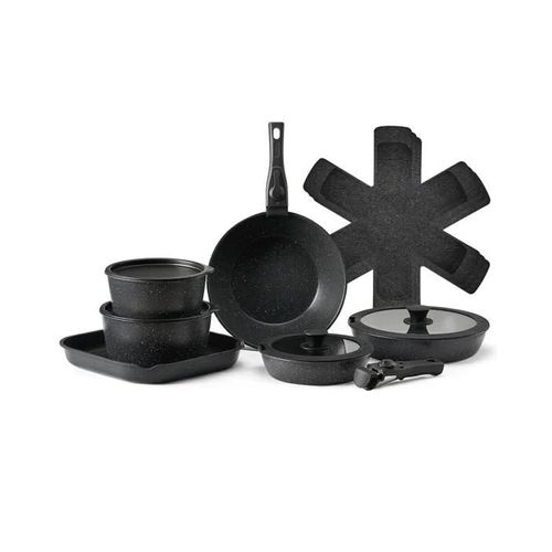 Batterie De Cuisine-Vevor-17 Pcs-Ensemble De Casseroles Et Poêles À Induction Avec Revêtement Anti-Adhésif-Noir