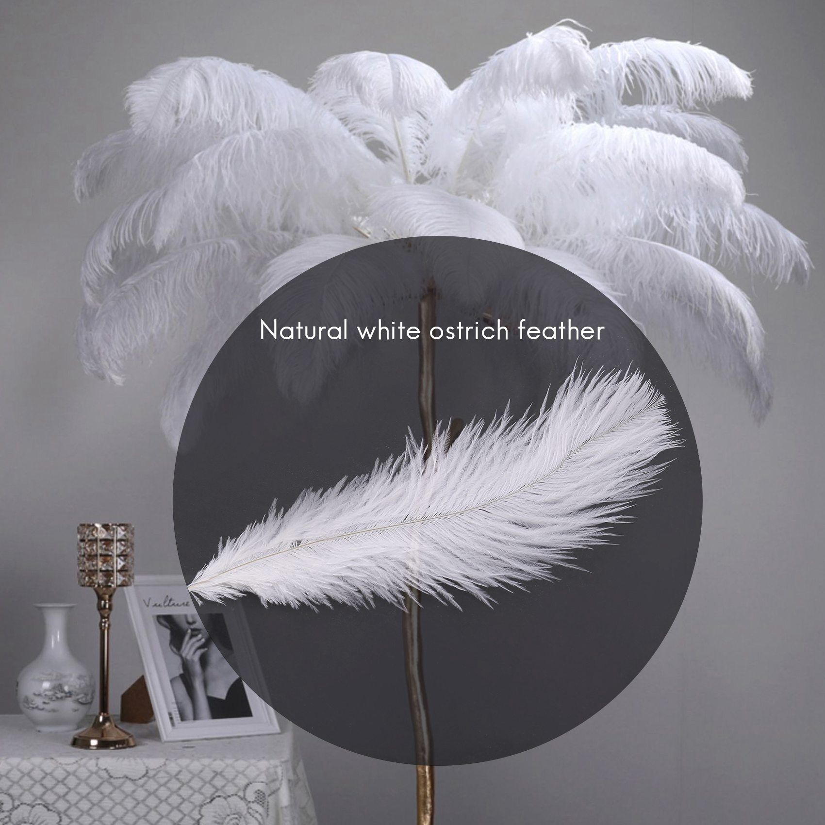 10 Pices Plume D'autruche Blanche 20-25cm Mariage Bricolage... - 3