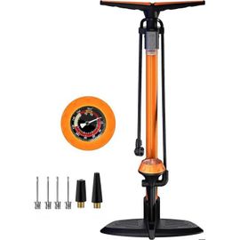 Pompe À Pied Pour Vélo-Pompe À Air Au Sol-Pompe À Vélo Avec Manomètre Pour Affichage De La Pression Double Tête À Toutes Les Vannes