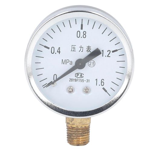 Manomètre 1/4 NPT à cadran transparent Niveau de précision 2.5 Manomètre avec boîtier en acier inoxydable pour pression d¿air 0 à 1.6Mpa