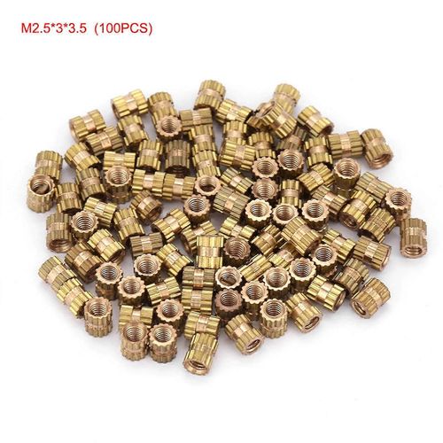 M2.5 Cylindre en laiton moleté rond moulé dans des écrous intégrés d¿insertion (M2.5 * 3 * 3.5 ; 100pcs)