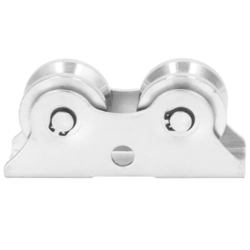 Roue rainurée en forme de V avec support en acier 45 pour porte coulissante roulante à voie inversée