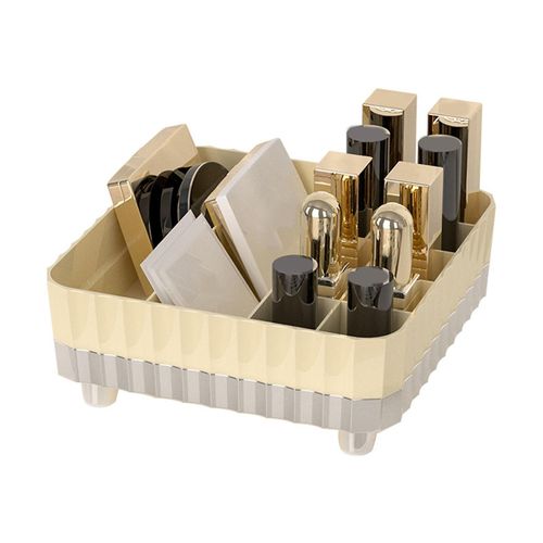 Organisateur De Maquillage En Plastique Multi Compartiments De Bureau Cosmétique Boîte De Rangement Pour Comptoir De Salle De Bain Vanité Rouges À Lèvres Produits De Soins De La Peau