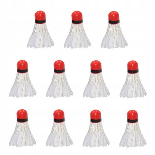 12 Pièces Volant De Badminton Plume D'oie Planche Volante 11x Blanc + Tête Rouge