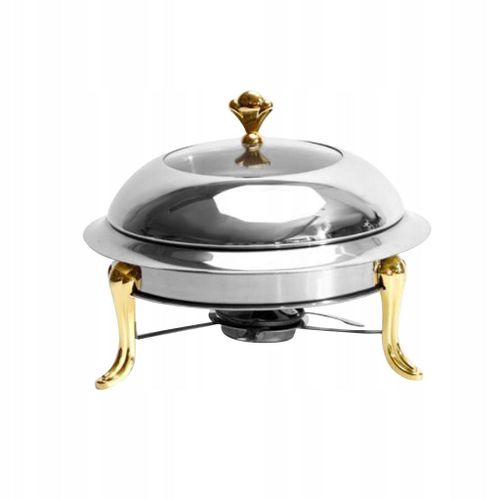 Réchaud De Camping Chafing Dish, Marmite Ronde Avec Protection Anti-Brûlure, Doré 18 Cm