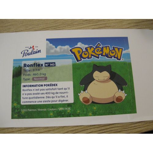 Carte Chocolat Poulain 2022 - Pokemon "Ronflex" N° 143