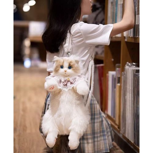 Sac À Dos En Peluche Pour Fille, Super Mignon, Tendance, Chat Noir, Sac De Shopping De Simulation De Chat Pur Fait À La Main, Cadeaux D'Anniversaire Pour Enfants