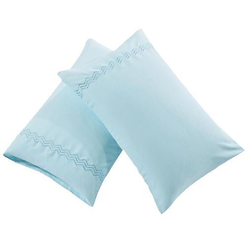 2pcs Taie D¿Oreiller En Polyester Respirant Anti-Poussière Taie D¿Oreiller (Roi Bleu Clair)