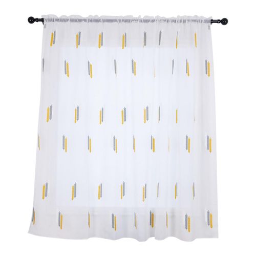1pcs Fenêtre Domestique Brodé Court Rideau Rideaux Rideaux 1 * 2m (Gris + Blanc Jaune)