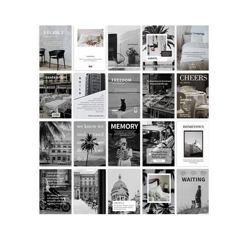 20 Feuille Manuel Autocollants Photographie De Rue Style Décor Papier Décoratif Agenda Planificateur Décalcomanies Papier Scrapbook Gris