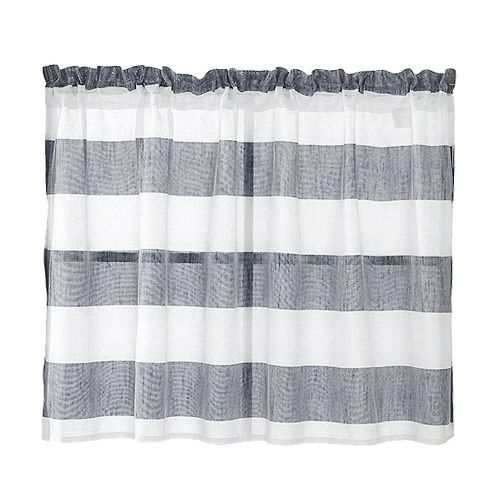 Rideaux De Demi-Fenêtre Courts À Motif À Rayures Pour Salle De Bain De Cuisine À La Maison (51 * 16 Pouces Gris Blanc)