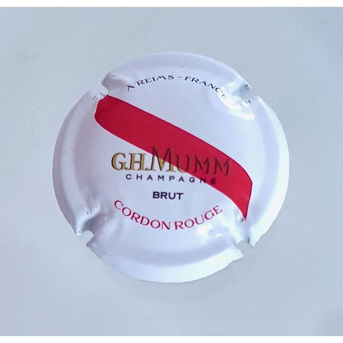 Capsule De Champagne , Muselet G.H Mumm Brut. Cordon Rouge. Blanc Mat Barre Rouge Hors Jupe