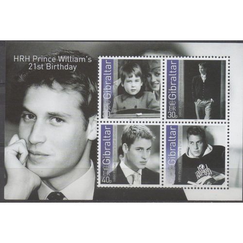 Gibraltar Timbre Anniversaire Du Prince William 2003
